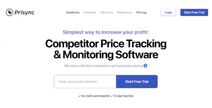 The home page of Prisync