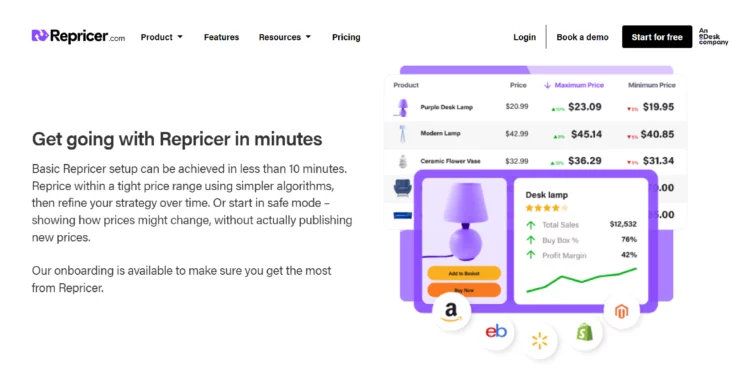 The home page of Repricer