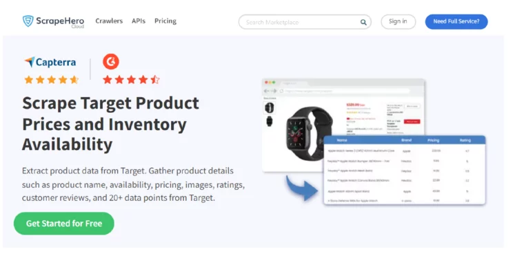 home page of the ScrapeHero Target Monitoring Scraper