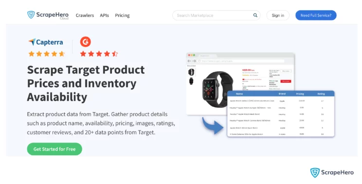 home page of the ScrapeHero Target price scraping tool