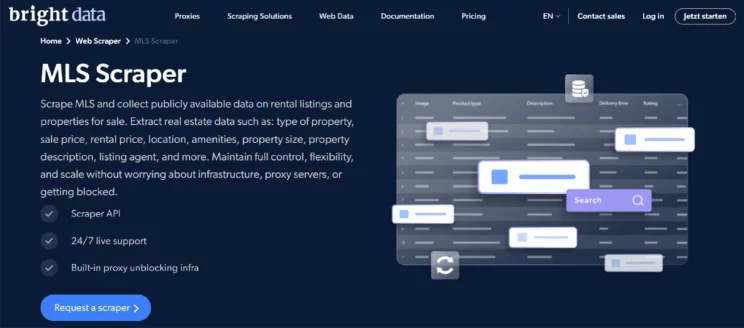 screenshot of the home page of MLS real estate scraper.