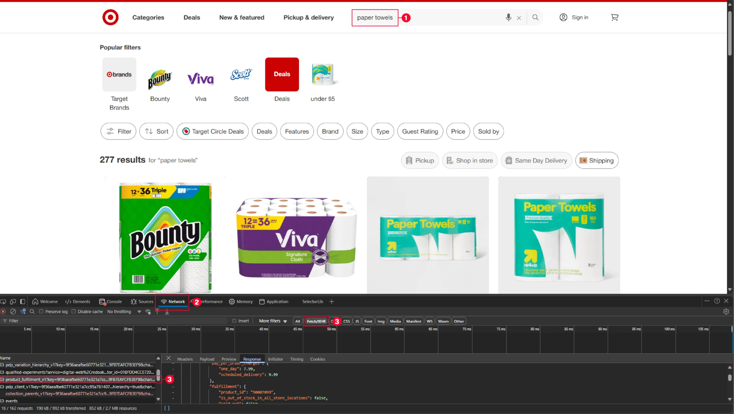 Steps to get the external URL on Target.com that delivers the search results 