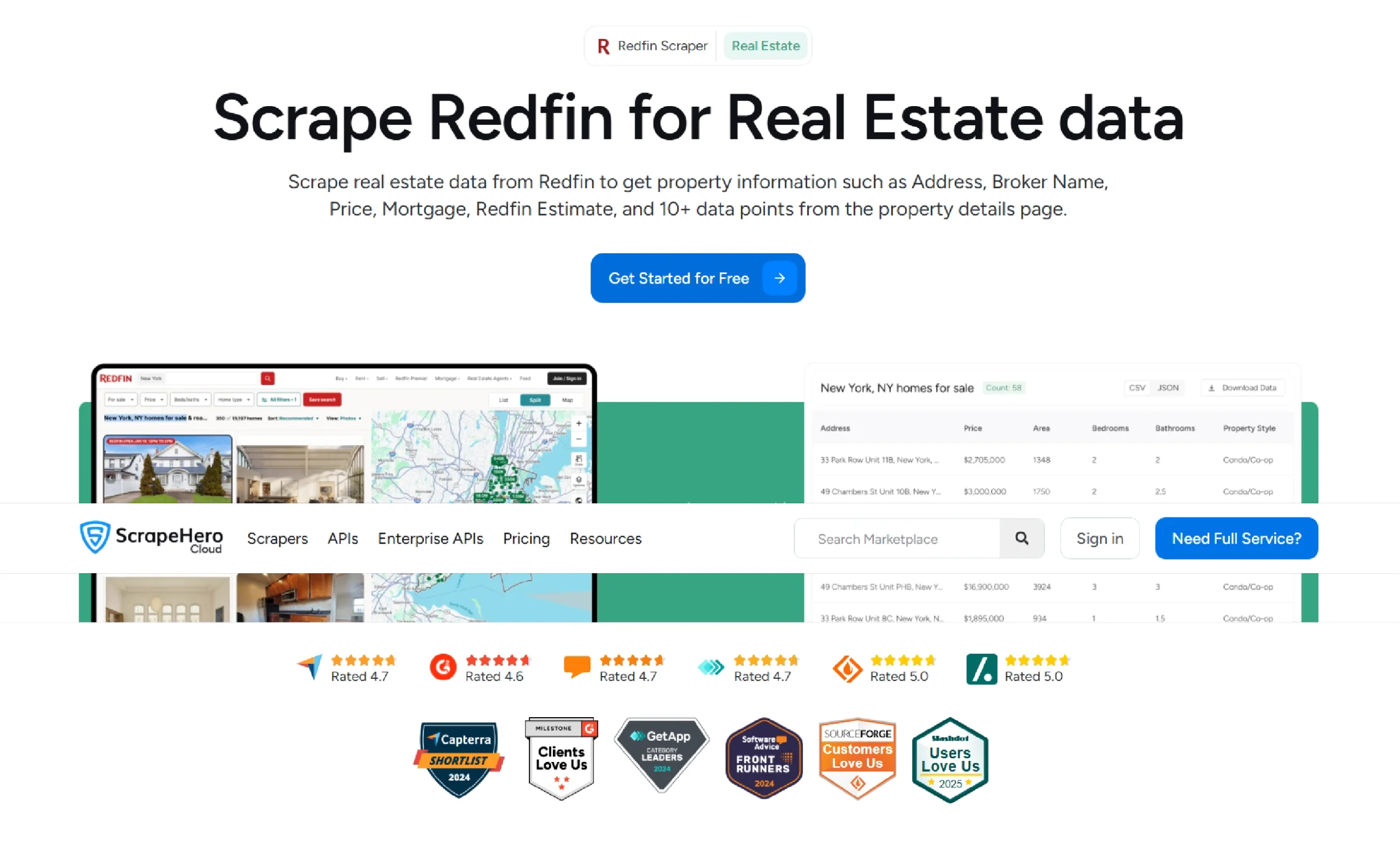 Redfin scraper from ScrapeHero
