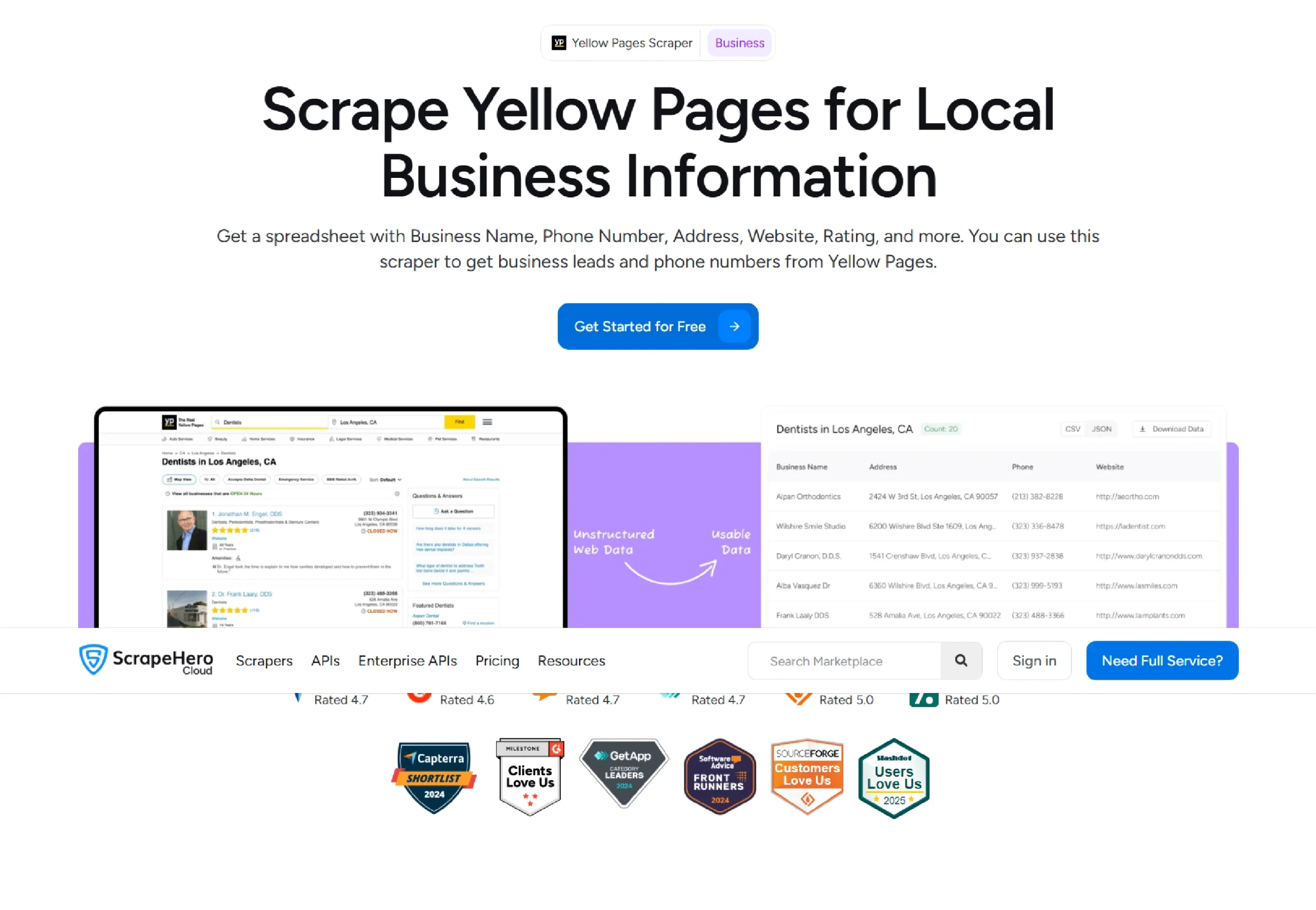 The Yellow Pages scraper from ScrapeHero