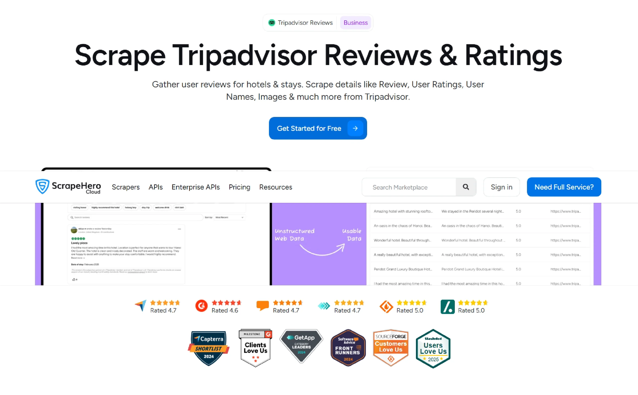 TripAdvisor reviews scraper from ScrapeHero
