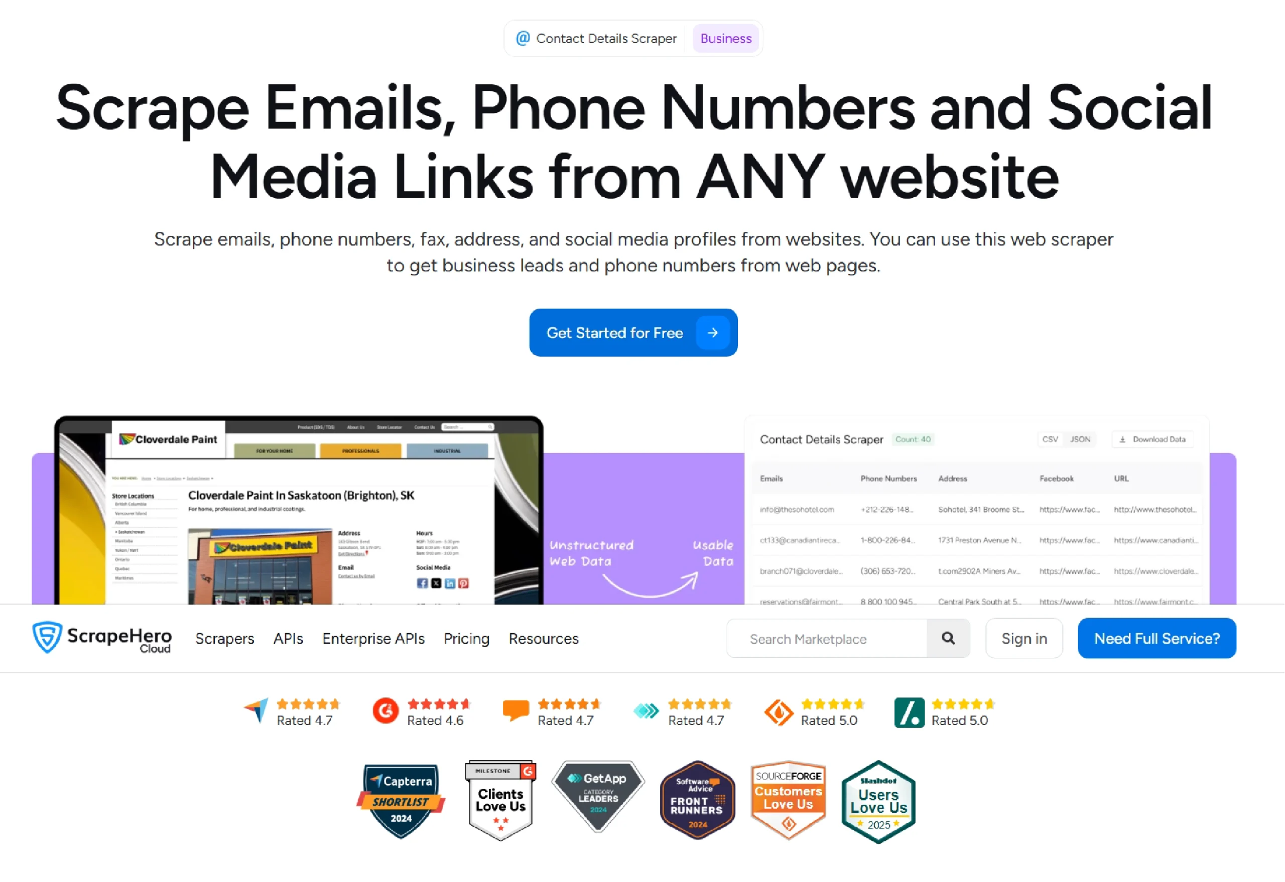 Contact details scraper from ScrapeHero