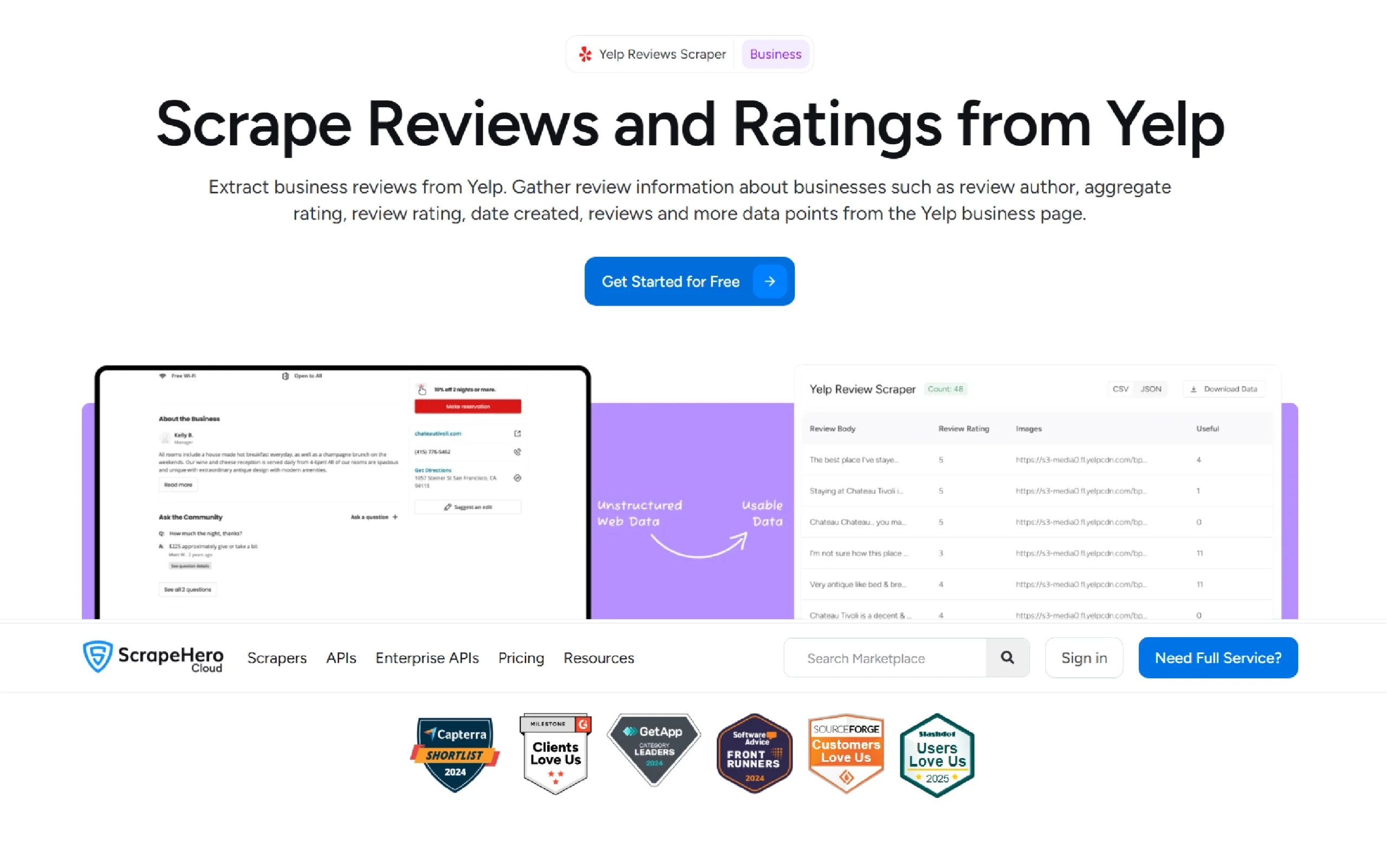 Yelp reviews scraper from ScrapeHero