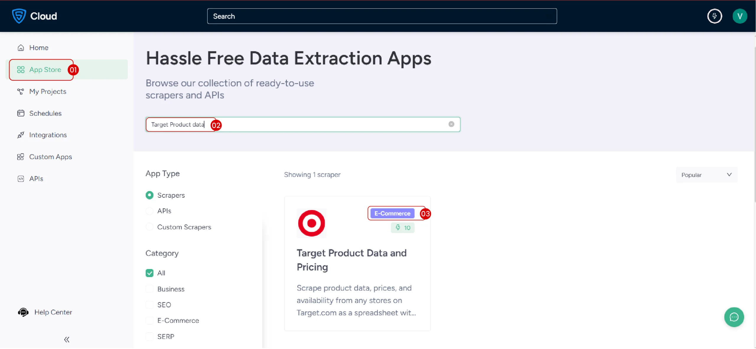 Finding the Target Product Data and Pricing scraper