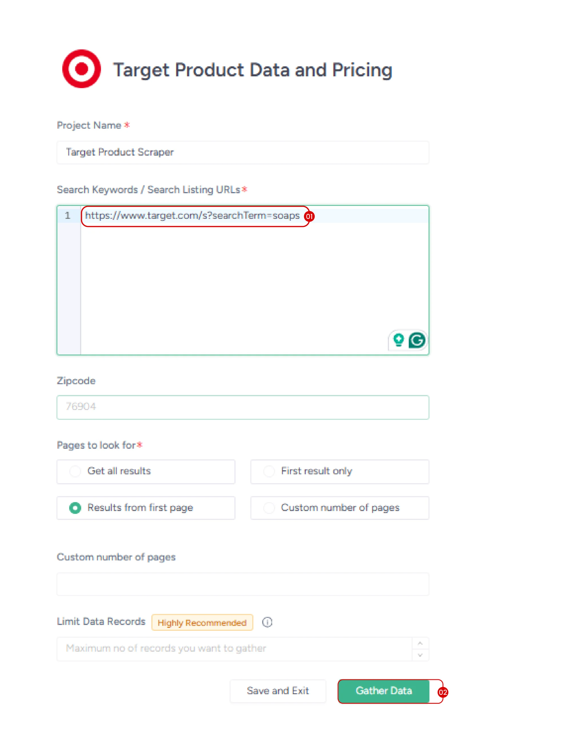 Beginning data extraction