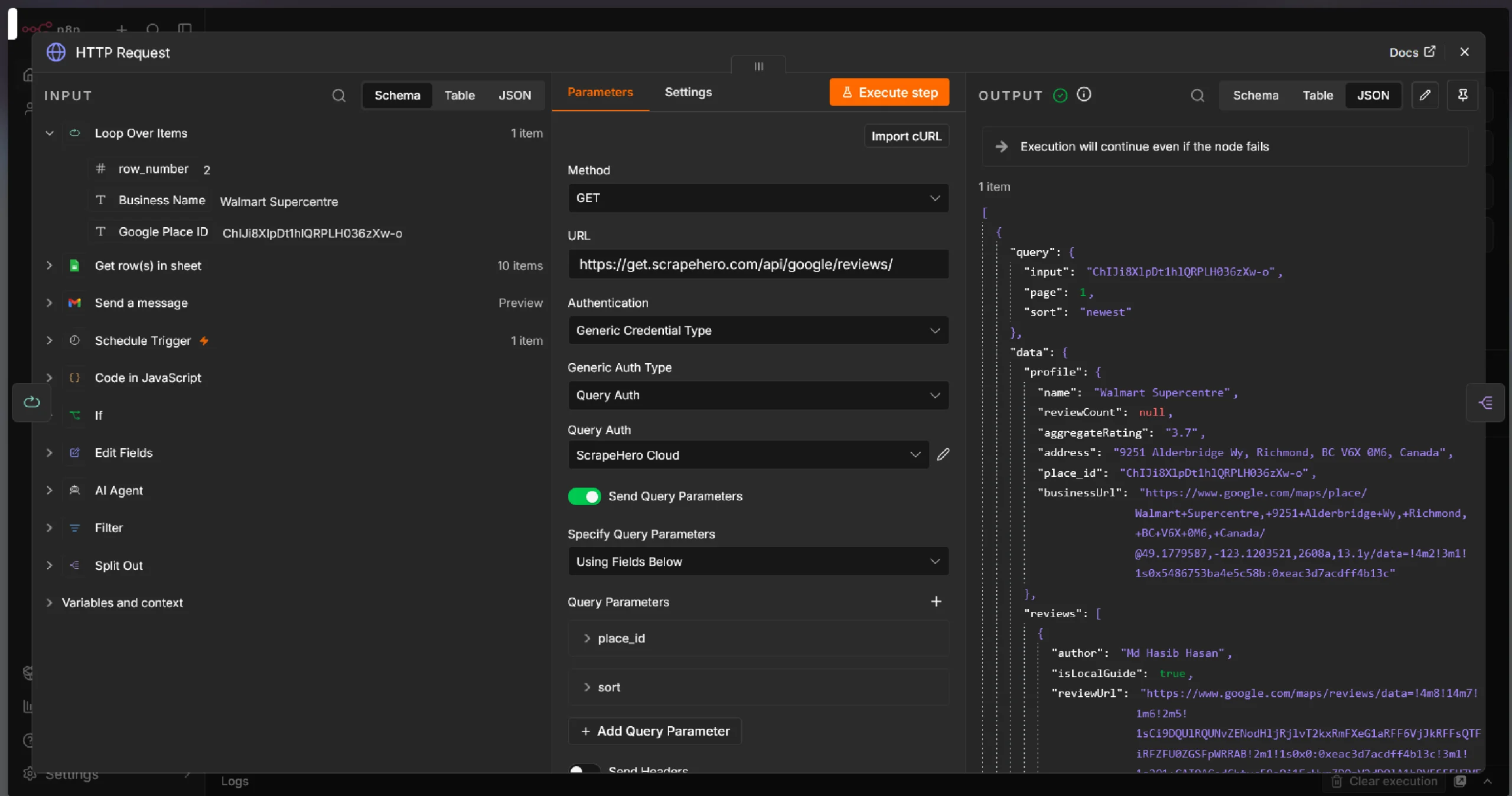 n8n's HTTP Request node configuration