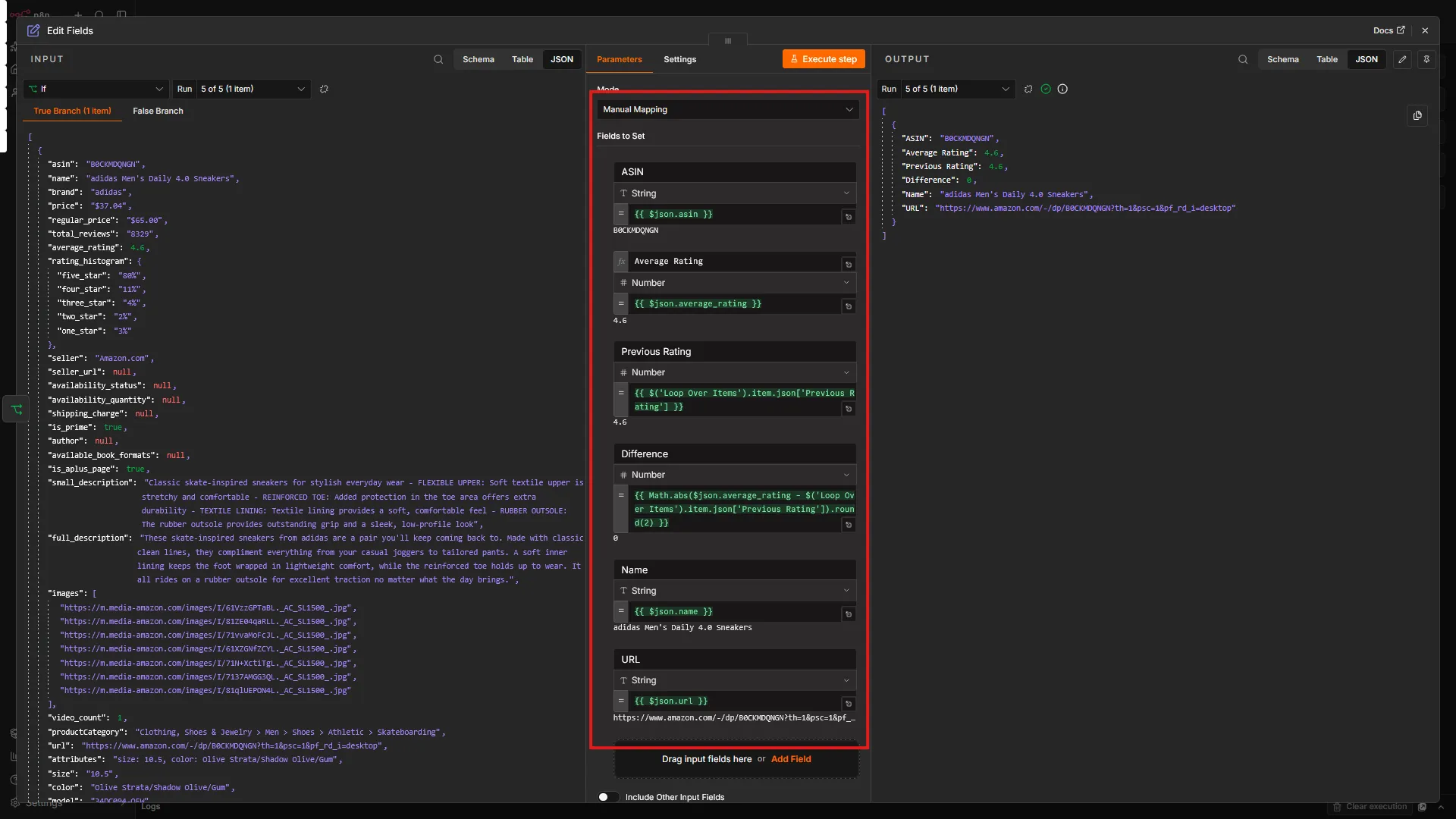 Configuring the Edit Fields node