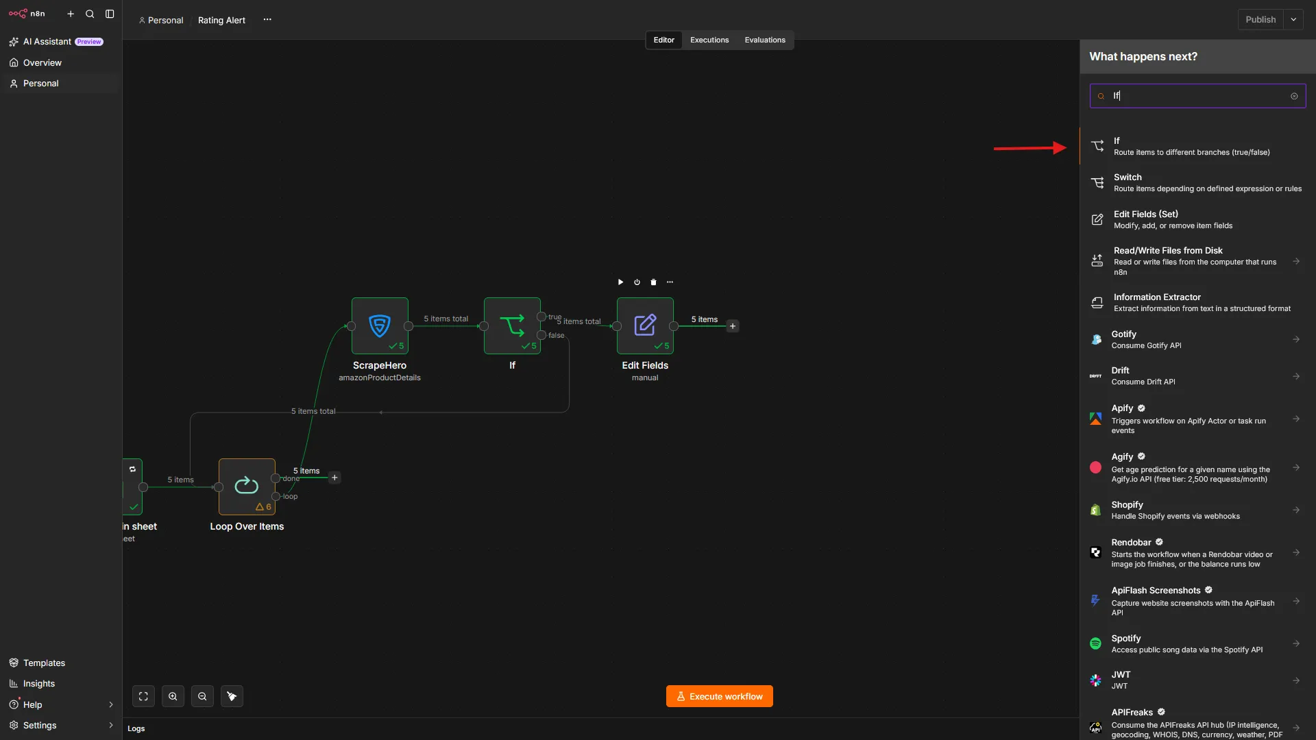 Connecting a second If node