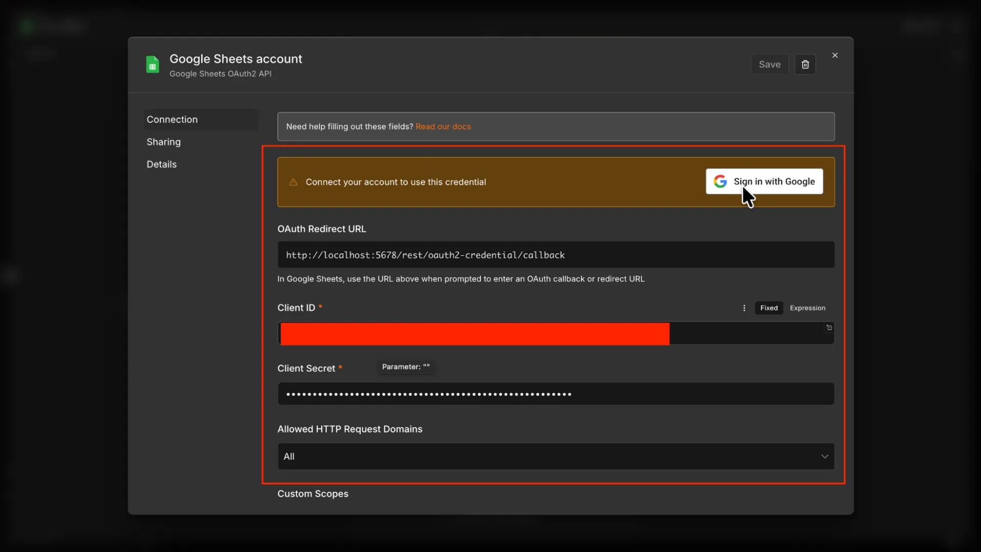 Adding Google Cloud credentials in n8n